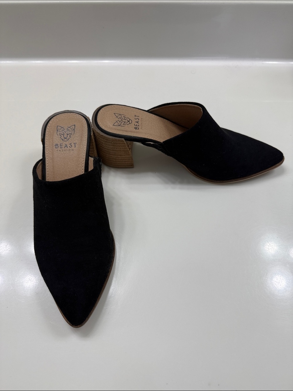 BEAST FASHION Suede Mule with Block Heel